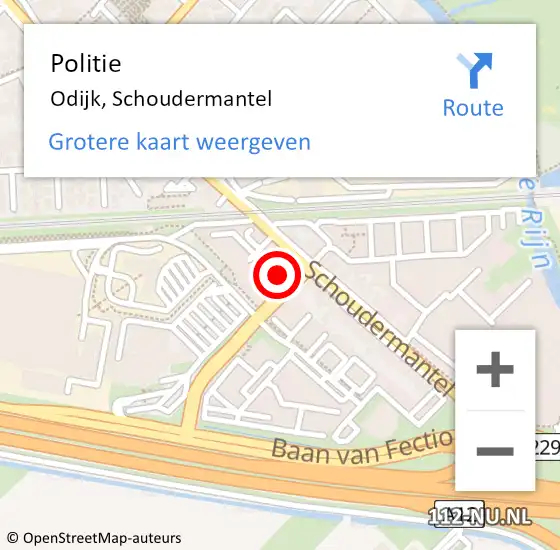 Locatie op kaart van de 112 melding: Politie Odijk, Schoudermantel op 22 augustus 2018 15:14