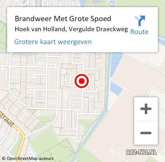 Locatie op kaart van de 112 melding: Brandweer Met Grote Spoed Naar Hoek van Holland, Vergulde Draeckweg op 22 augustus 2018 15:33