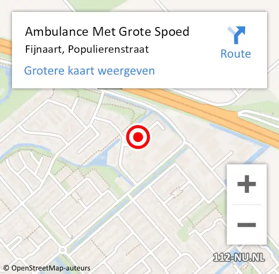 Locatie op kaart van de 112 melding: Ambulance Met Grote Spoed Naar Fijnaart, Populierenstraat op 22 augustus 2018 15:55