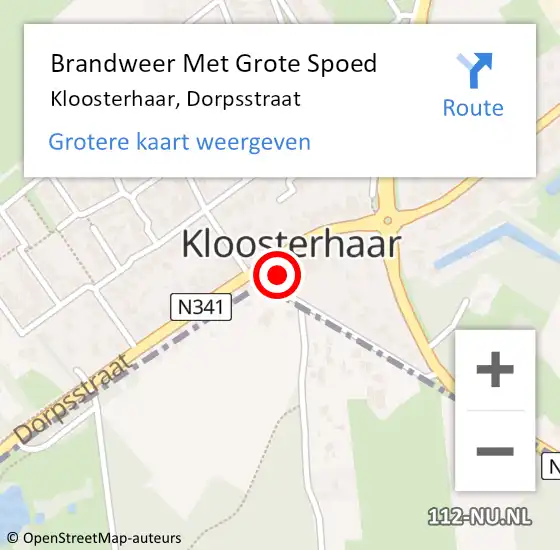 Locatie op kaart van de 112 melding: Brandweer Met Grote Spoed Naar Kloosterhaar, Dorpsstraat op 22 augustus 2018 16:22