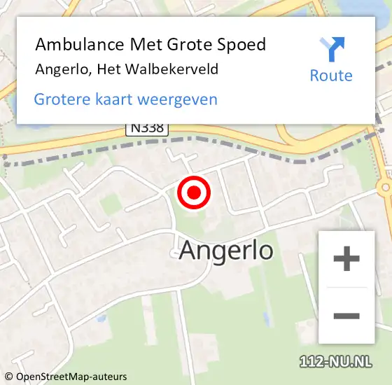 Locatie op kaart van de 112 melding: Ambulance Met Grote Spoed Naar Angerlo, Het Walbekerveld op 22 augustus 2018 16:35