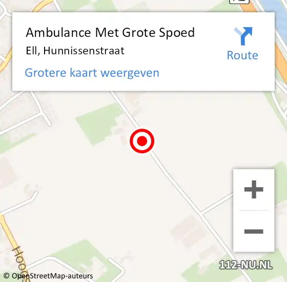 Locatie op kaart van de 112 melding: Ambulance Met Grote Spoed Naar Ell, Hunnissenstraat op 22 augustus 2018 17:05