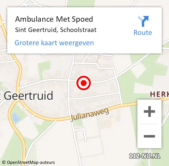 Locatie op kaart van de 112 melding: Ambulance Met Spoed Naar Sint Geertruid, Schoolstraat op 6 maart 2014 18:31