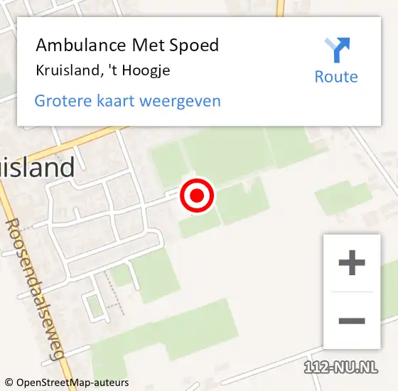 Locatie op kaart van de 112 melding: Ambulance Met Spoed Naar Kruisland, 't Hoogje op 22 augustus 2018 18:26