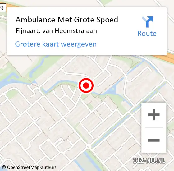 Locatie op kaart van de 112 melding: Ambulance Met Grote Spoed Naar Fijnaart, van Heemstralaan op 22 augustus 2018 18:29