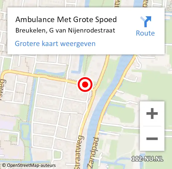 Locatie op kaart van de 112 melding: Ambulance Met Grote Spoed Naar Breukelen, G van Nijenrodestraat op 22 augustus 2018 19:12