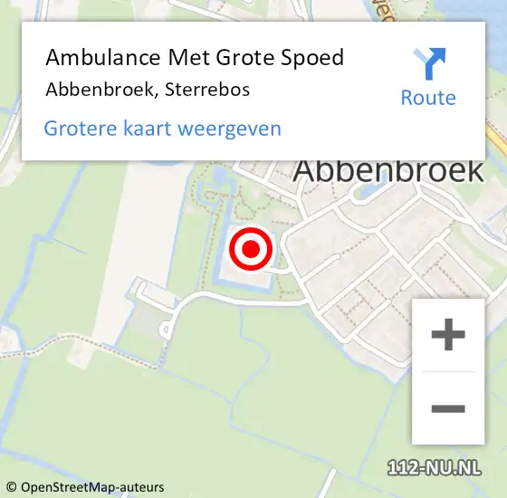 Locatie op kaart van de 112 melding: Ambulance Met Grote Spoed Naar Abbenbroek, Sterrebos op 22 augustus 2018 20:13