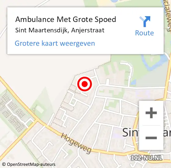 Locatie op kaart van de 112 melding: Ambulance Met Grote Spoed Naar Sint Maartensdijk, Anjerstraat op 22 augustus 2018 20:15