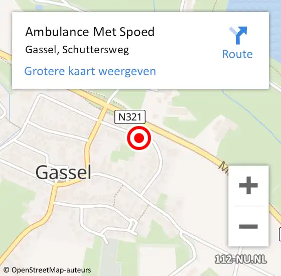 Locatie op kaart van de 112 melding: Ambulance Met Spoed Naar Gassel, Schuttersweg op 22 augustus 2018 20:37