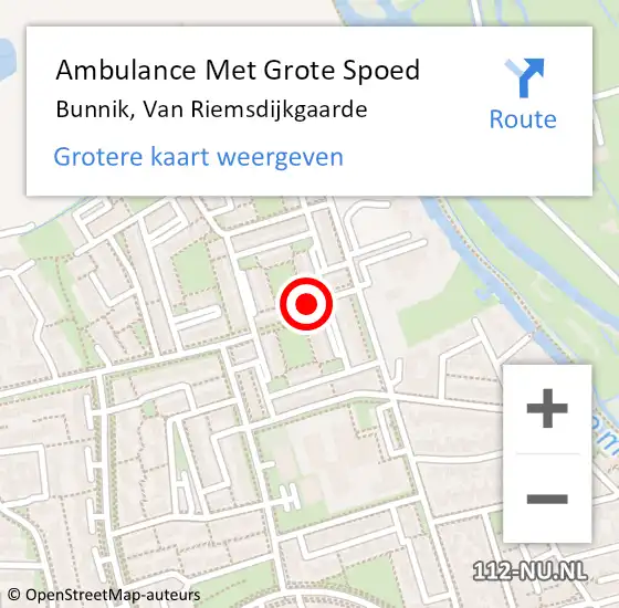 Locatie op kaart van de 112 melding: Ambulance Met Grote Spoed Naar Bunnik, Van Riemsdijkgaarde op 22 augustus 2018 20:59