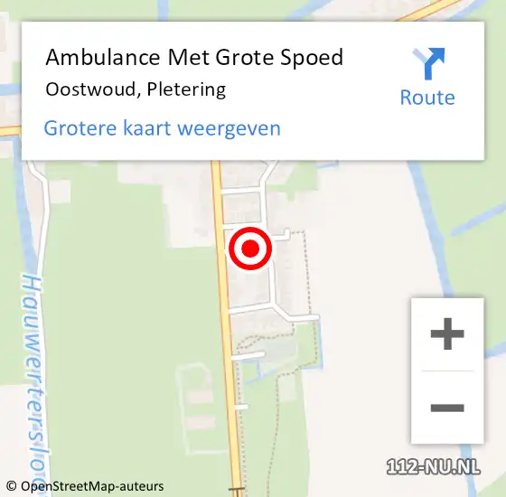 Locatie op kaart van de 112 melding: Ambulance Met Grote Spoed Naar Oostwoud, Pletering op 22 augustus 2018 21:28