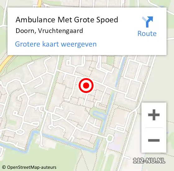 Locatie op kaart van de 112 melding: Ambulance Met Grote Spoed Naar Doorn, Vruchtengaard op 22 augustus 2018 21:29