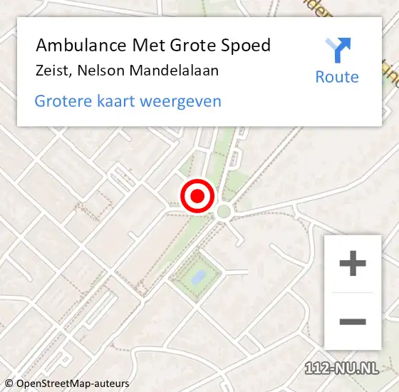 Locatie op kaart van de 112 melding: Ambulance Met Grote Spoed Naar Zeist, Nelson Mandelalaan op 22 augustus 2018 22:07