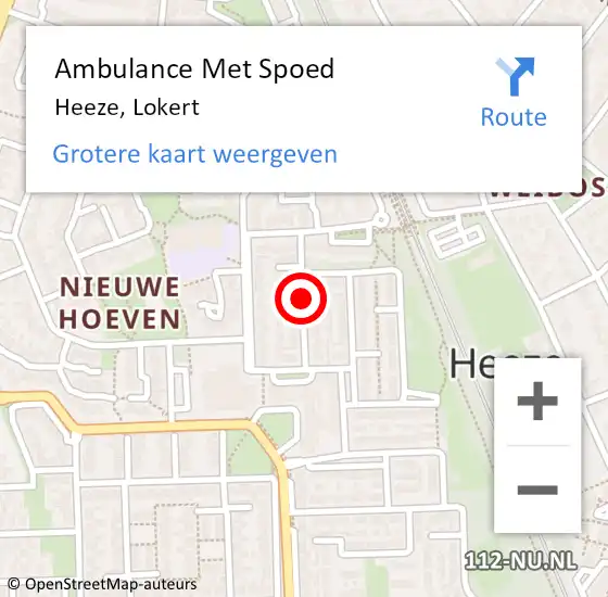 Locatie op kaart van de 112 melding: Ambulance Met Spoed Naar Heeze, Lokert op 22 augustus 2018 22:40