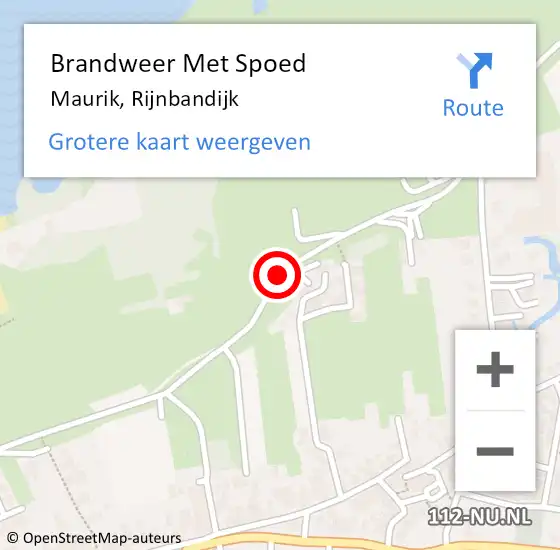 Locatie op kaart van de 112 melding: Brandweer Met Spoed Naar Maurik, Rijnbandijk op 22 augustus 2018 22:42