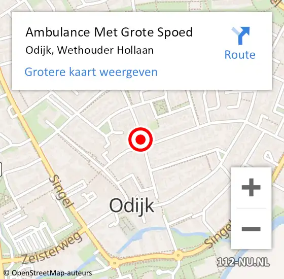 Locatie op kaart van de 112 melding: Ambulance Met Grote Spoed Naar Odijk, Wethouder Hollaan op 22 augustus 2018 22:50