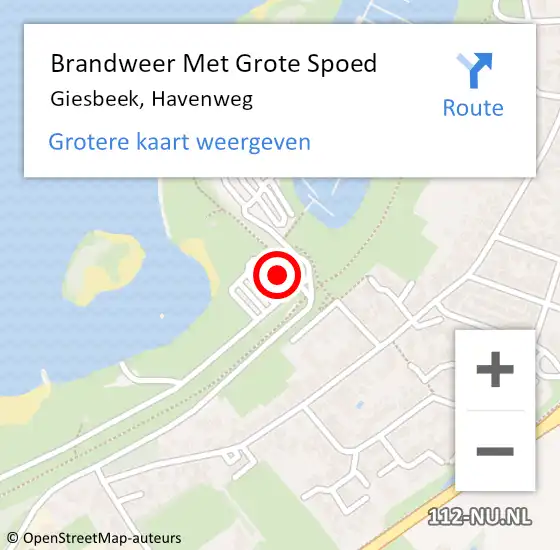 Locatie op kaart van de 112 melding: Brandweer Met Grote Spoed Naar Giesbeek, Havenweg op 23 augustus 2018 01:05