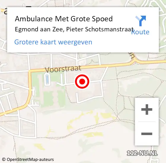 Locatie op kaart van de 112 melding: Ambulance Met Grote Spoed Naar Egmond aan Zee, Pieter Schotsmanstraat op 23 augustus 2018 01:27