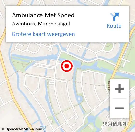 Locatie op kaart van de 112 melding: Ambulance Met Spoed Naar Avenhorn, Marenesingel op 23 augustus 2018 01:41