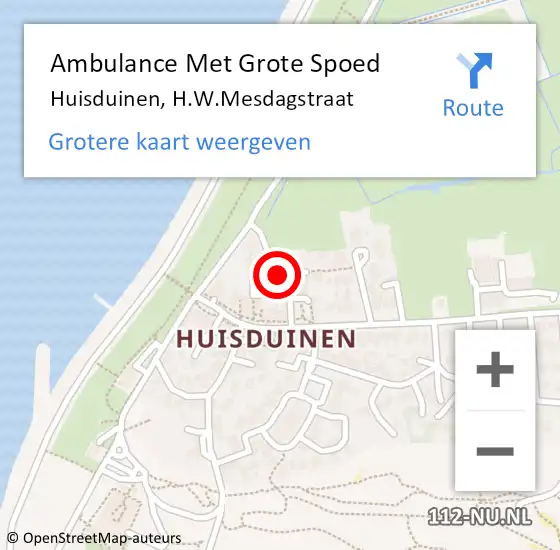 Locatie op kaart van de 112 melding: Ambulance Met Grote Spoed Naar Huisduinen, H.W.Mesdagstraat op 23 augustus 2018 01:51