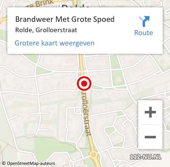 Locatie op kaart van de 112 melding: Brandweer Met Grote Spoed Naar Rolde, Grolloerstraat op 23 augustus 2018 03:22