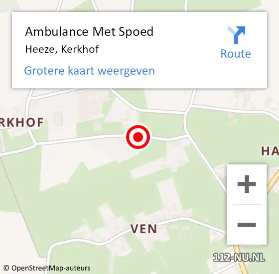 Locatie op kaart van de 112 melding: Ambulance Met Spoed Naar Heeze, Kerkhof op 23 augustus 2018 05:39