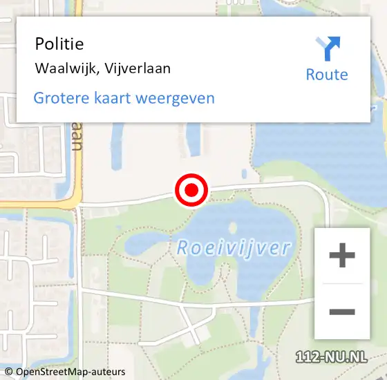 Locatie op kaart van de 112 melding: Politie Waalwijk, Vijverlaan op 23 augustus 2018 07:39