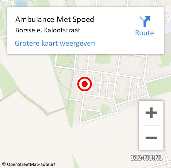 Locatie op kaart van de 112 melding: Ambulance Met Spoed Naar Borssele, Kalootstraat op 23 augustus 2018 07:42