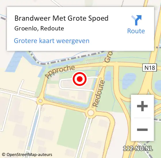 Locatie op kaart van de 112 melding: Brandweer Met Grote Spoed Naar Groenlo, Redoute op 23 augustus 2018 07:48