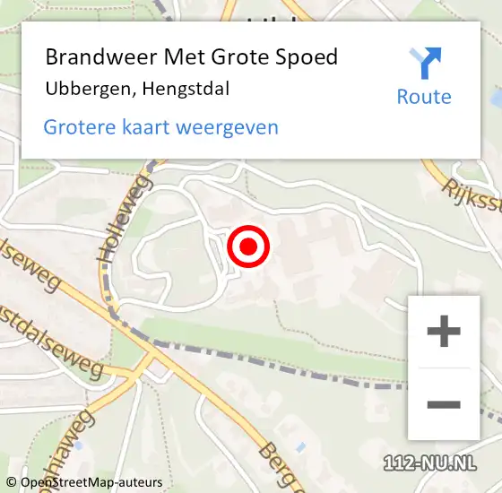 Locatie op kaart van de 112 melding: Brandweer Met Grote Spoed Naar Ubbergen, Hengstdal op 23 augustus 2018 08:37