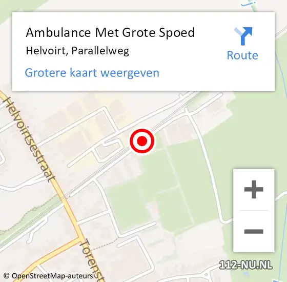 Locatie op kaart van de 112 melding: Ambulance Met Grote Spoed Naar Helvoirt, Parallelweg op 23 augustus 2018 08:37