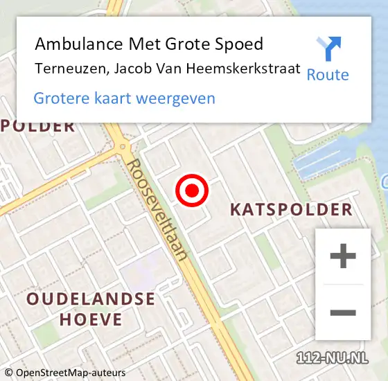 Locatie op kaart van de 112 melding: Ambulance Met Grote Spoed Naar Terneuzen, Jacob Van Heemskerkstraat op 23 augustus 2018 08:44