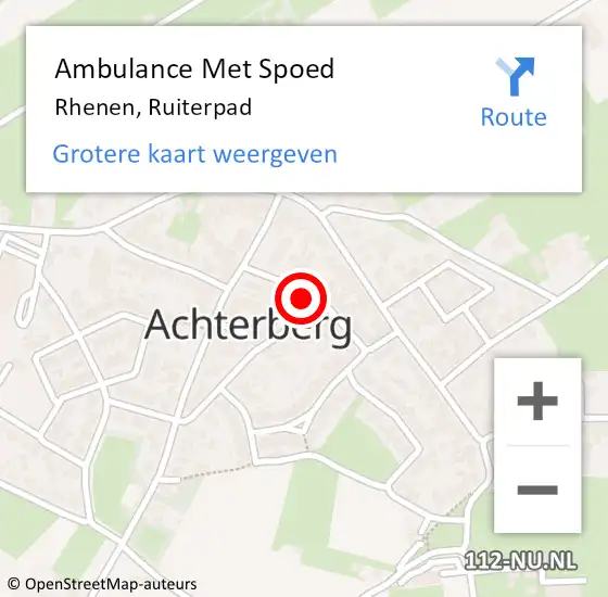 Locatie op kaart van de 112 melding: Ambulance Met Spoed Naar Rhenen, Ruiterpad op 23 augustus 2018 08:47