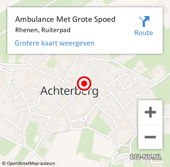 Locatie op kaart van de 112 melding: Ambulance Met Grote Spoed Naar Rhenen, Ruiterpad op 23 augustus 2018 08:47