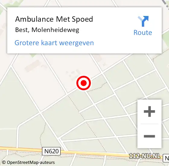 Locatie op kaart van de 112 melding: Ambulance Met Spoed Naar Best, Molenheideweg op 23 augustus 2018 09:59