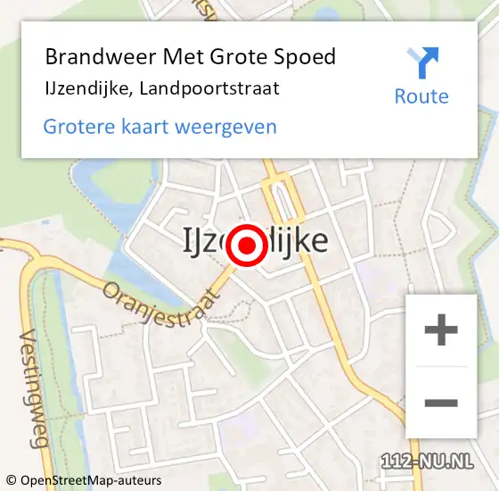 Locatie op kaart van de 112 melding: Brandweer Met Grote Spoed Naar IJzendijke, Landpoortstraat op 23 augustus 2018 10:04