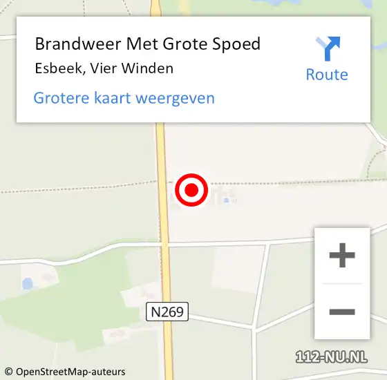 Locatie op kaart van de 112 melding: Brandweer Met Grote Spoed Naar Esbeek, Vier Winden op 6 maart 2014 19:49