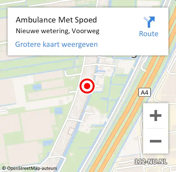 Locatie op kaart van de 112 melding: Ambulance Met Spoed Naar Nieuwe wetering, Voorweg op 6 maart 2014 19:55