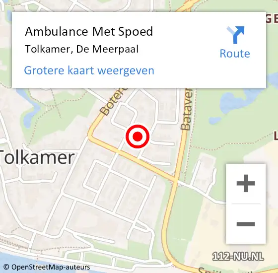 Locatie op kaart van de 112 melding: Ambulance Met Spoed Naar Tolkamer, De Meerpaal op 23 augustus 2018 12:45