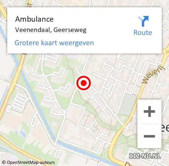 Locatie op kaart van de 112 melding: Ambulance Veenendaal, Geerseweg op 23 augustus 2018 12:48