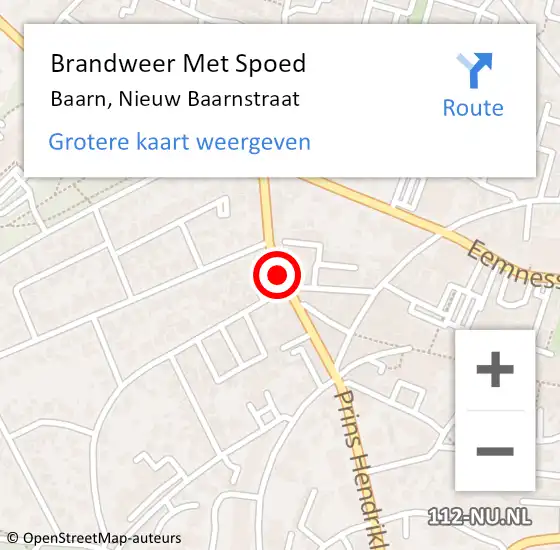 Locatie op kaart van de 112 melding: Brandweer Met Spoed Naar Baarn, Nieuw Baarnstraat op 23 augustus 2018 12:53