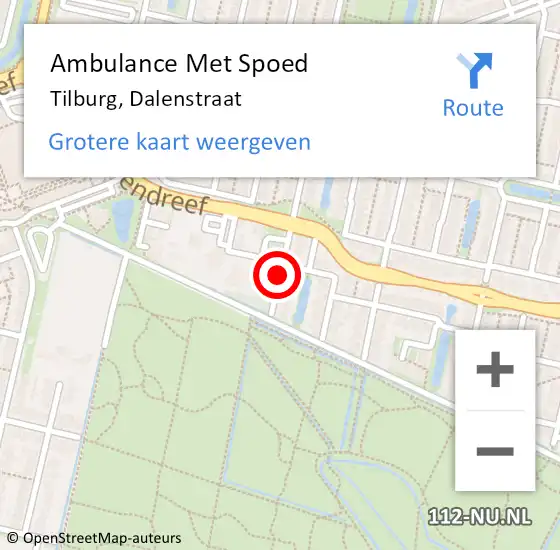 Locatie op kaart van de 112 melding: Ambulance Met Spoed Naar Tilburg, Dalenstraat op 23 augustus 2018 13:26