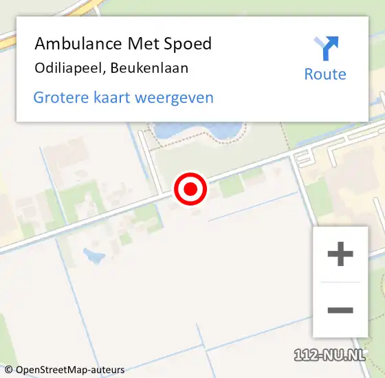 Locatie op kaart van de 112 melding: Ambulance Met Spoed Naar Odiliapeel, Beukenlaan op 23 augustus 2018 16:30