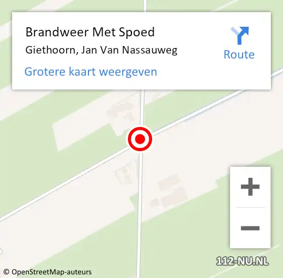 Locatie op kaart van de 112 melding: Brandweer Met Spoed Naar Giethoorn, Jan Van Nassauweg op 23 augustus 2018 16:49