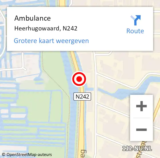 Locatie op kaart van de 112 melding: Ambulance Heerhugowaard, N242 op 23 augustus 2018 16:59