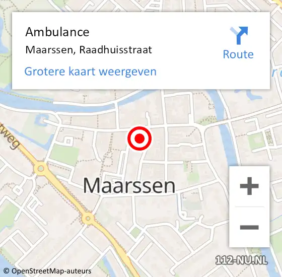 Locatie op kaart van de 112 melding: Ambulance Maarssen, Raadhuisstraat op 23 augustus 2018 17:38