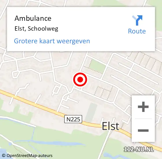 Locatie op kaart van de 112 melding: Ambulance Elst, Schoolweg op 23 augustus 2018 17:42