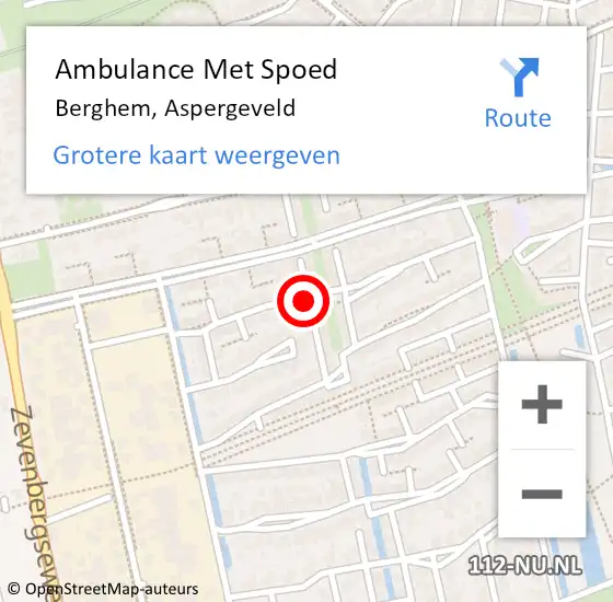 Locatie op kaart van de 112 melding: Ambulance Met Spoed Naar Berghem, Aspergeveld op 23 augustus 2018 18:46