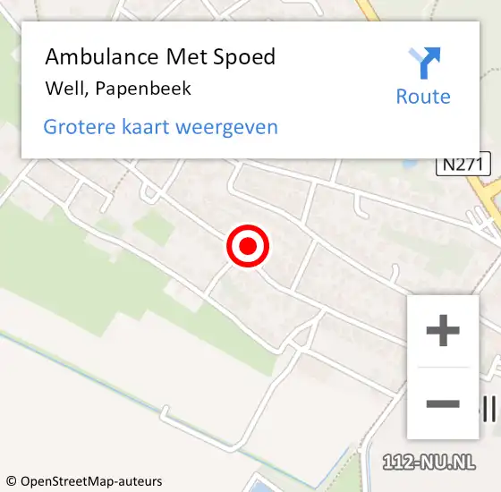 Locatie op kaart van de 112 melding: Ambulance Met Spoed Naar Well, Papenbeek op 23 augustus 2018 19:38