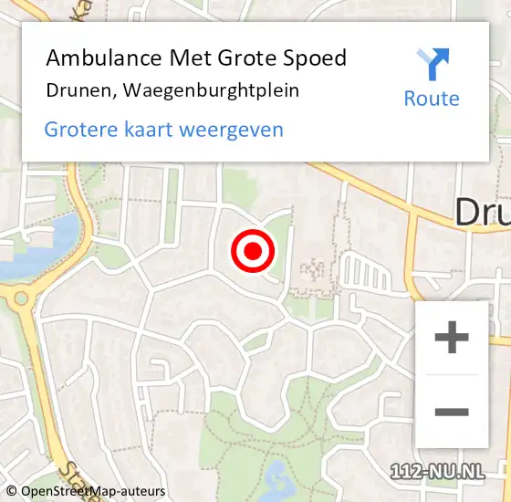 Locatie op kaart van de 112 melding: Ambulance Met Grote Spoed Naar Drunen, Waegenburghtplein op 23 augustus 2018 20:48